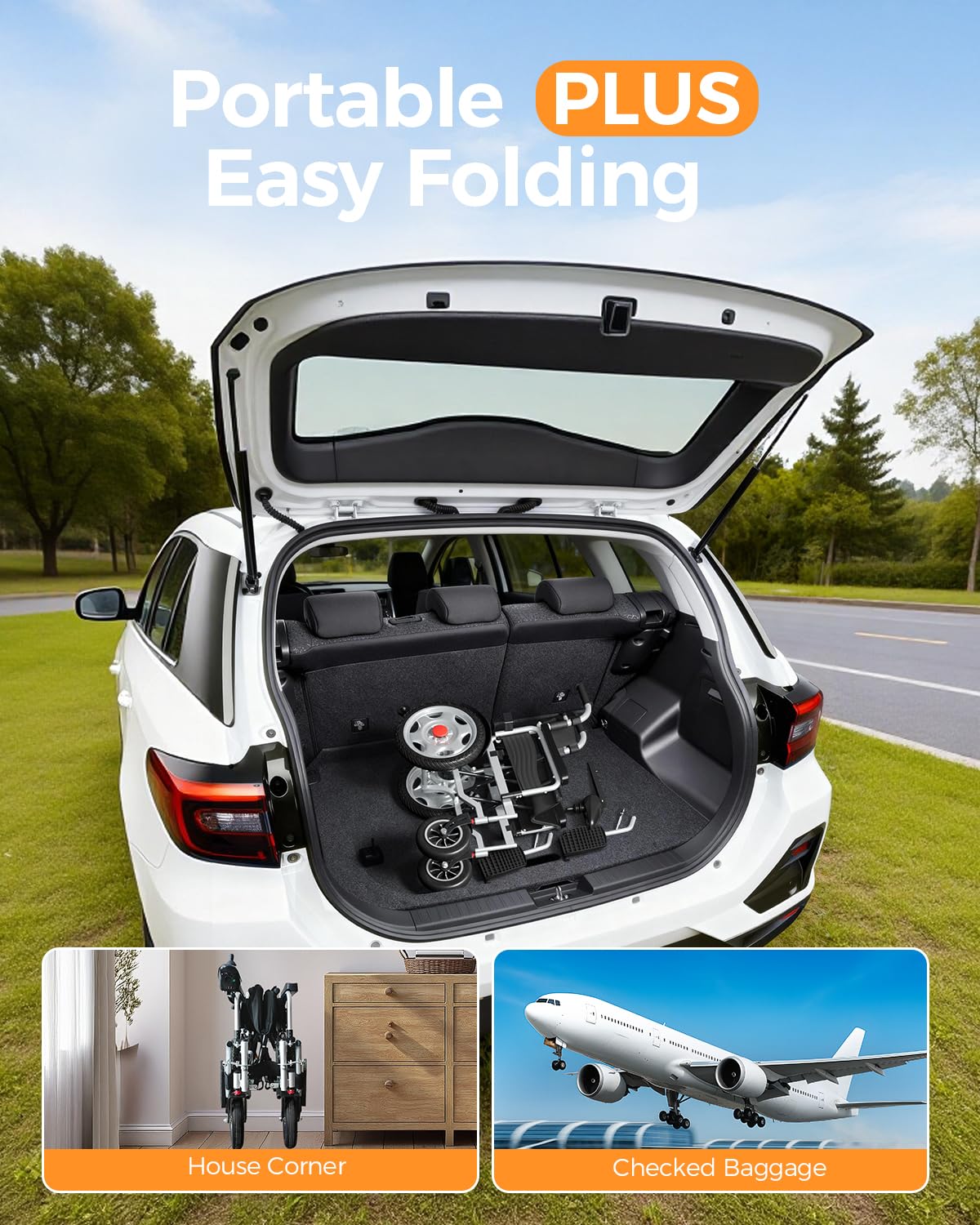 Foldable Electric Wheelchair – 25+ Miles Range, 73 lb Frame, All-Terrain Power Chair