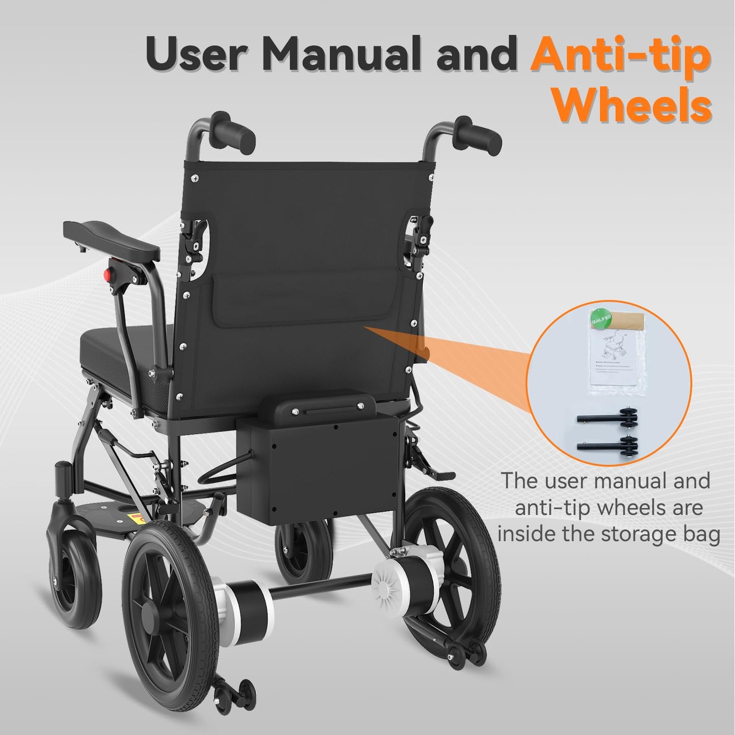 Foldable Electric Wheelchair – 500W Motor, 12 Miles Range, 264 lbs Capacity