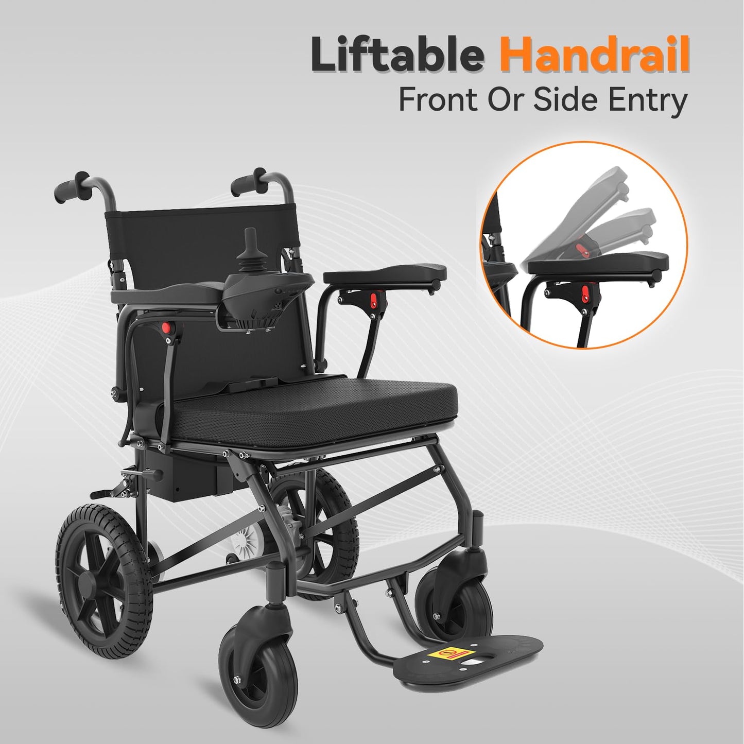 Foldable Electric Wheelchair – 500W Motor, 12 Miles Range, 264 lbs Capacity