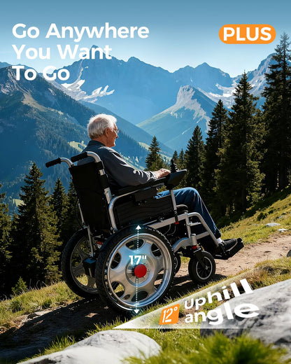 Foldable Electric Wheelchair – 25+ Miles Range, 73 lb Frame, All-Terrain Power Chair